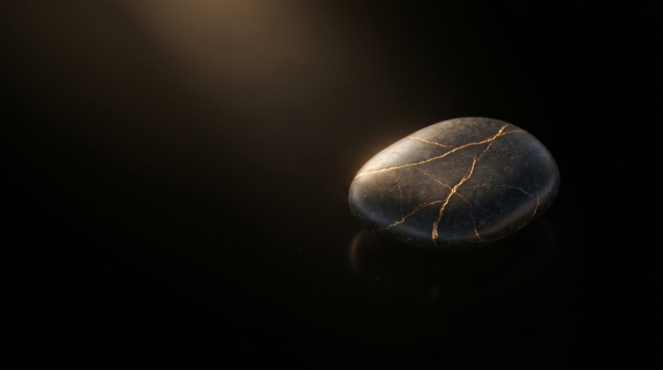 Smooth Stone With Gold Veins